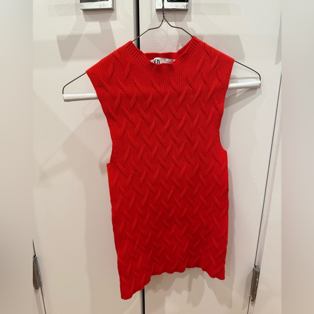 Red Zara high neck top